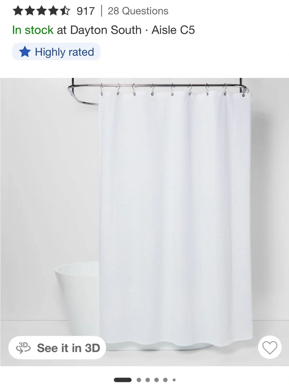 Threshold White Waffle-Texture Shower Curtain